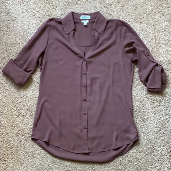 COPY - EXPRESS Mauve portofino button down blouse - size XS - Picture 2 of 5